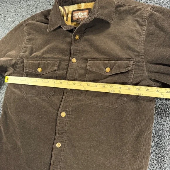 Levi Strauss Mens M Dark Brown Corduroy Plaid Fleece Lined Shacket Shirt Jacket - Picture 6 of 8
